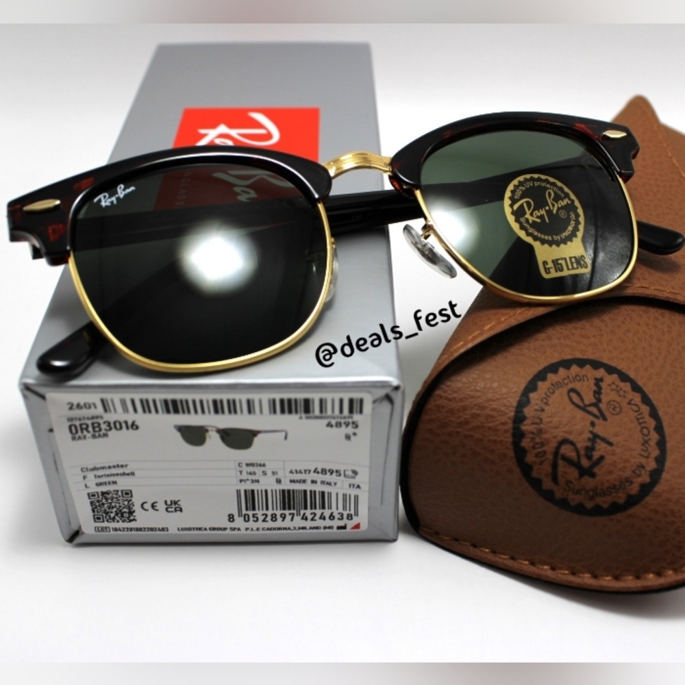 Model Display RayBan Clubmaster Green G15 RB3016 Tortoiseshell - Picture 14 of 16